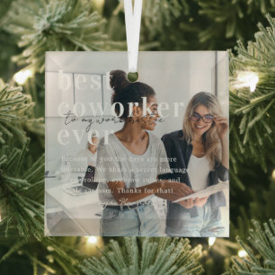 Ornement En Verre Meilleure collègue de travail Cadeau de citation