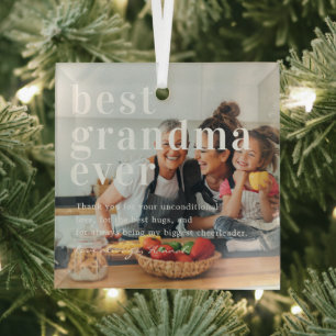 Ornement En Verre Meilleure Grand-mère Ever Citation & Cadeau Phot