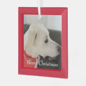 Ornement En Verre Mélange blanc Labrador Mix Chien Noël Carré rouge (Avant gauche)