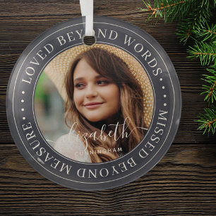 Ornement En Verre Memorial Love Beyond Words Élégant Photo Chic
