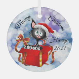 Ornement En Verre Meowny Noël Personnalisé Chat Ornament
