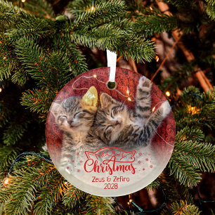 Ornement En Verre Meowy Christmas two pictures fun cat lover