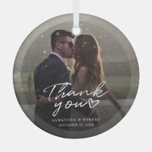 Ornement En Verre Merci photo Mariage manuscrit Noël