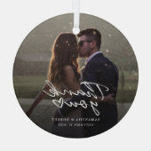 Ornement En Verre Merci photo Mariage manuscrit Noël (Verso)