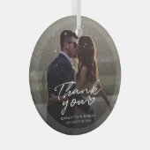 Ornement En Verre Merci photo Mariage manuscrit Noël (Avant droite)