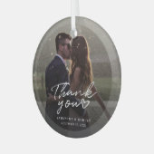 Ornement En Verre Merci photo Mariage manuscrit Noël (Avant gauche)