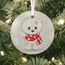 Mignon Ours Blanc au Foulard Rouge