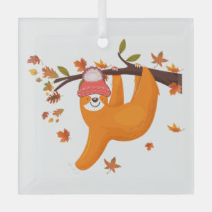 Ornement En Verre mignon paresse automne feuilles d'automne bon than