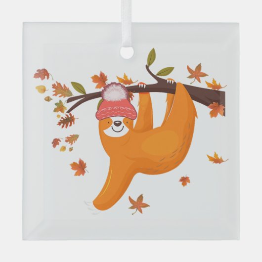 Ornement En Verre mignon paresse automne feuilles d'automne bon than (Recto)