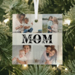 Ornement En Verre Mignonne JE T'AIME MOM Fête des Mères Photo<br><div class="desc">Mignonne I Love You Mother's Day Photo Christmas Ornament présente quatre de vos photos préférées avec le texte "I love you Mom" dans la typographie noire moderne. Conçu par ©Evco Studio www.zazzle.com/store/evcostudio</div>