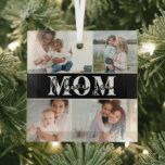 Ornement En Verre Mignonne JE T'AIME MOM Fête des Mères Photo<br><div class="desc">Mignonne I Love You Mother's Day Photo Christmas Ornament présente quatre de vos photos préférées avec le texte "I love you Mom" dans la typographie blanche moderne. Conçu par ©Evco Studio www.zazzle.com/store/evcostudio</div>