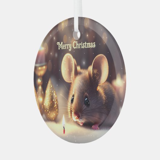 Ornement En Verre Mignonne souris fête Noël, coutume (Avant gauche)