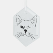 Ornement En Verre Mignonne Winking Chat Line Dessin Animaux de compa (Avant gauche)