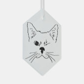 Ornement En Verre Mignonne Winking Chat Line Dessin Animaux de compa (Avant droite)