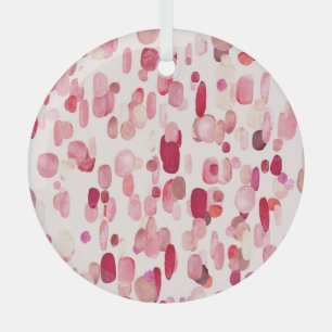 Ornement En Verre Mignonnes Zones Rouges Roses Simples