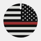 Ornement En Verre Mince Red Line USA Drapeau Pompier Service d'incen (Verso)