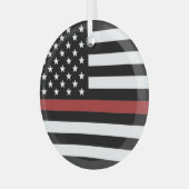 Ornement En Verre Mince Red Line USA Drapeau Pompier Service d'incen (Avant gauche)