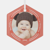 Ornement En Verre Mini-photo bébé Orange premier Noël (Recto)