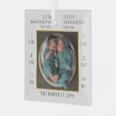 Ornement En Verre Mini Twin Nom bébé Birth Stats Photo Keepsaké (Avant gauche)