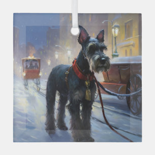 Ornement En Verre Miniature Schnauzer Saison festive de Noël
