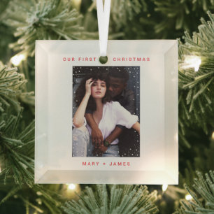 Ornement En Verre Minimaliste et Moderne   Photo de Joyeux et Mariés