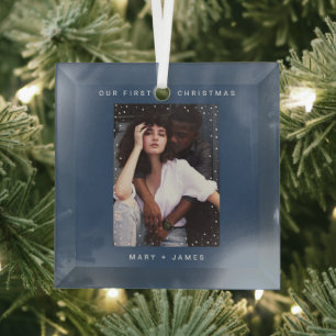 Ornement En Verre Minimaliste et Moderne Photo de Joyeux et Mariés