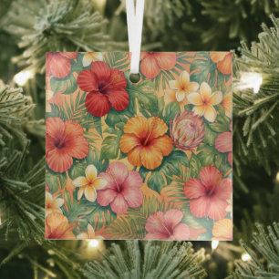 Ornement En Verre modèle de fleurs décoratives hawaïennes aloha
