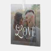 Ornement En Verre Modern Love Custom Wedding Photo Couples Monogram (Avant gauche)