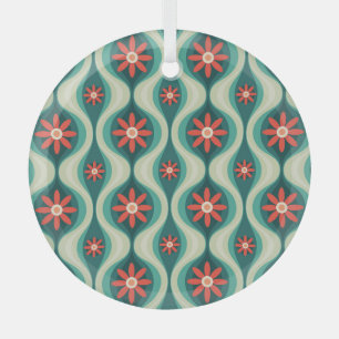 Ornement En Verre Moderne du milieu du siècle : Fleurs orange Abstra
