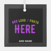 ORNEMENT EN VERRE MODERNE ET MODERNE PERSONNALISABLE NOIR VÉRIFIÉ (Recto)