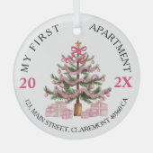 Ornement En Verre Mon premier appartement garde une coquette rose (Recto)