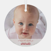 Ornement En Verre Mon premier Noël Simple Bébé Photo écriture manusc (Verso)
