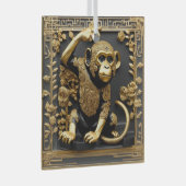 Ornement En Verre Monkey or et cadre ornemental noir (Avant droite)