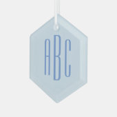 Ornement En Verre Monogramme bleu simple à trois lettres (Avant gauche)