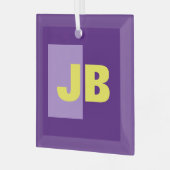 Ornement En Verre Monogramme Lettres initiales violet jaune (Avant gauche)