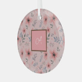 Ornement En Verre Monogramme Simple Fleur Rose Cute Boho (Avant gauche)