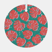 Ornement En Verre Monstère rouge : motif tropical vert (Verso)