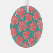 Ornement En Verre Monstère rouge : motif tropical vert (Avant droite)