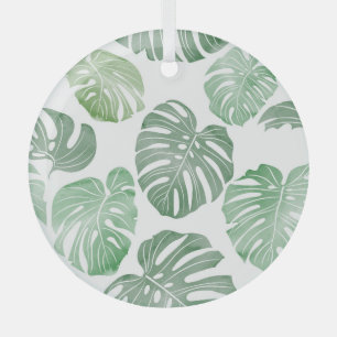 Ornement En Verre Monstre aquarelle, papier peint tropical transpare
