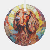 Ornement En Verre Mosaic Irlandais Setter Chien Tiré (Recto)