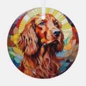 Ornement En Verre Mosaic Irlandais Setter Chien Tiré (Verso)