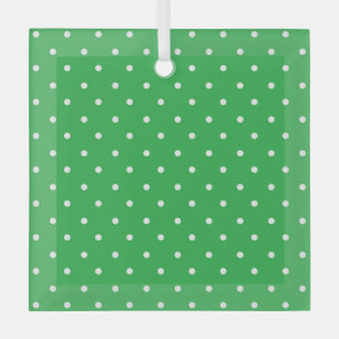 Ornement En Verre Motif à pois vert uni sur fond vert