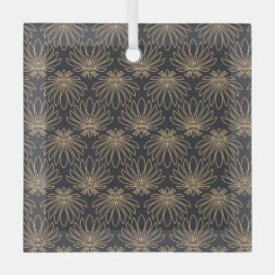 Ornement En Verre Motif Art Déco avec motifs floraux dorés