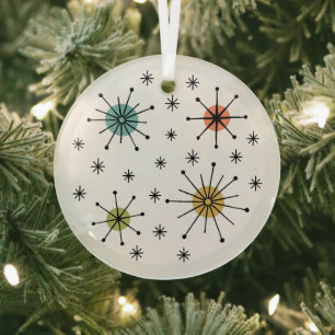 Ornement En Verre Motif Atomique en Étoile Éclatée de Style Mid Cent
