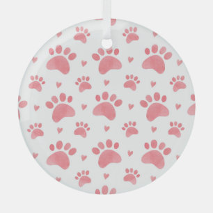 Ornement En Verre Motif d'aquarelle Cat Paws