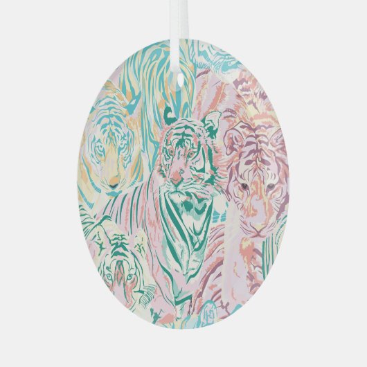 Ornement En Verre Motif d'art de Tiger couleur Pastel (Avant gauche)