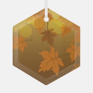 Ornement En Verre Motif d'automne avec feuilles d'érable en chute et