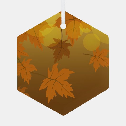 Ornement En Verre Motif d'automne avec feuilles d'érable en chute et (Verso)