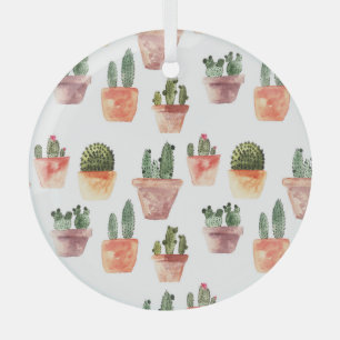 Ornement En Verre Motif de cactus Brown vert à pointes