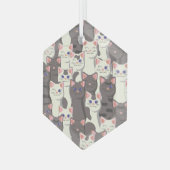 Ornement En Verre Motif de chats blancs et gris (Avant gauche)